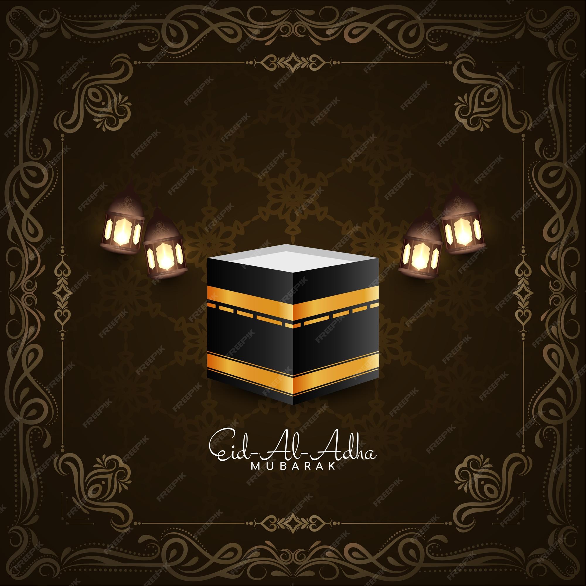 Premium Vector | Eid al adha mubarak artistic frame islamic background  design