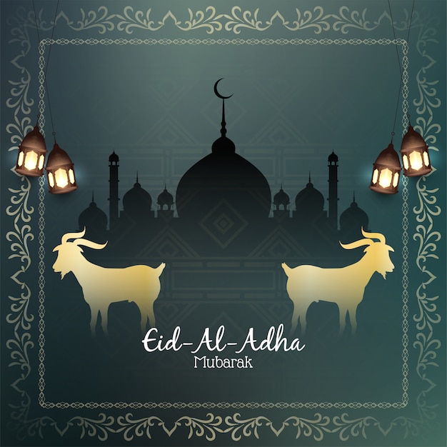 Vettore eid al adha mubarak bellissimo sfondo di saluto