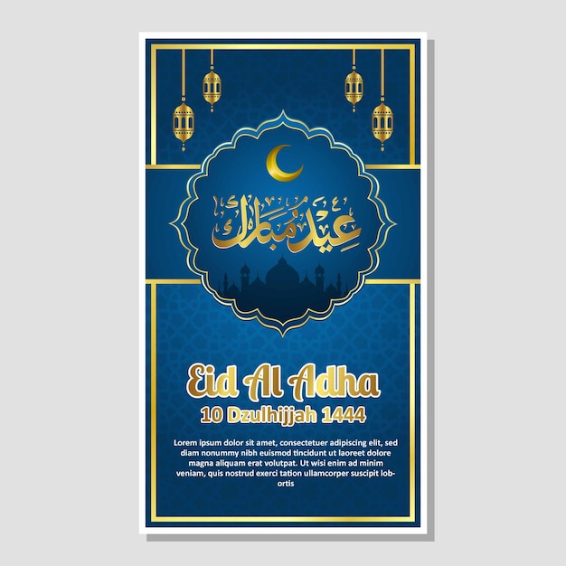 Eid al adha mubarak calligrafia social media post story design modelli di storie di instagram whatsapp