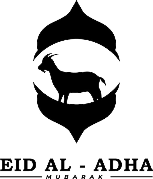 Vector eid al adha mubarak de viering van het festival achtergrondontwerp van de moslimgemeenschap met geit