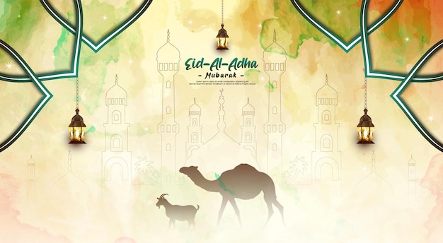 Eid al Adha mubarak en islamitisch festival postsjabloon