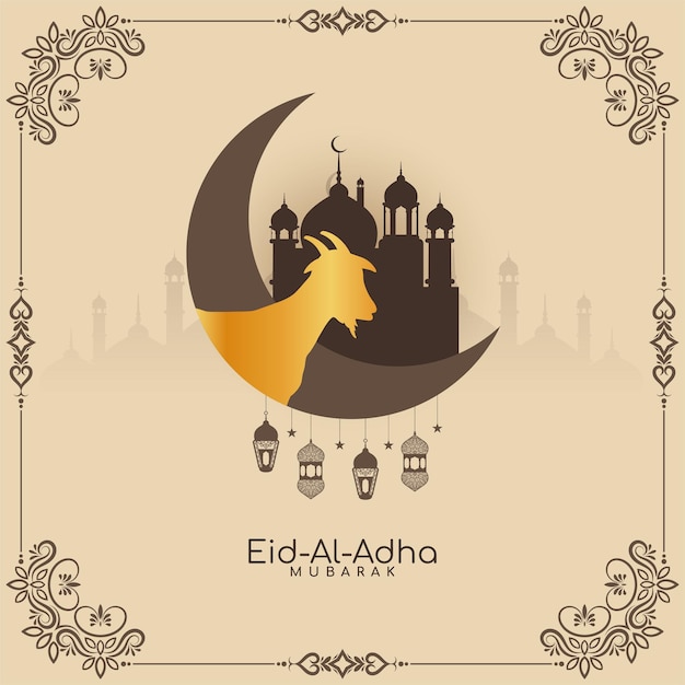 Eid Al Adha mubarak festival greeting crescent moon background