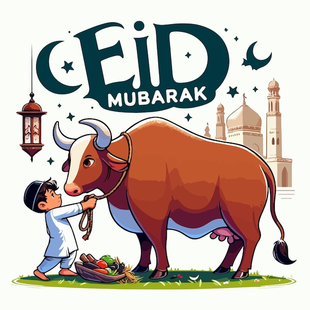 Vettore festa di eid al adha mubarak sfondo islamico