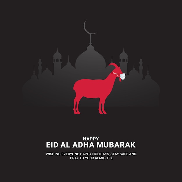 Eid Al Adha Mubarak geit en moskee gratis vector