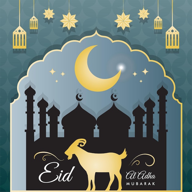 Vector eid al adha mubarak gelukkige eid ul adha viering mooie groet wensen kaart poster vector