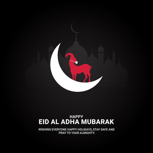 Eid Al Adha Mubarak 염소와 모스크 무료 벡터