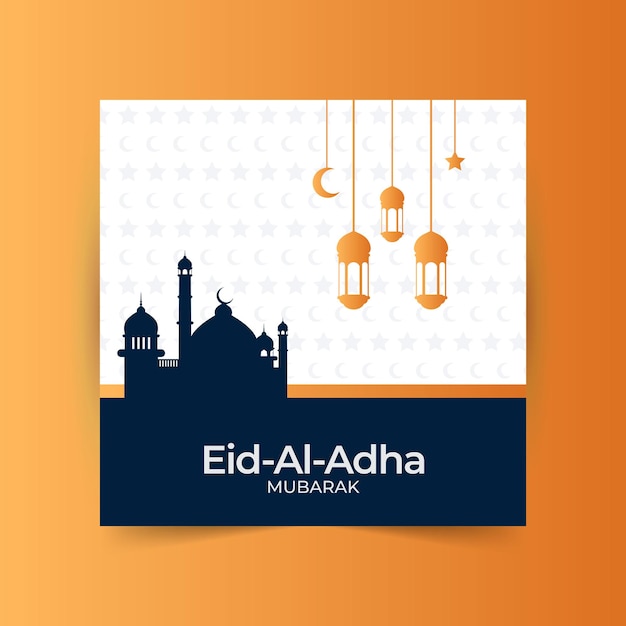 Vector eid al adha mubarak groet islamitische sociale media postsjabloon