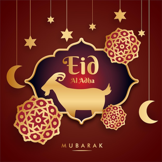 Eid al adha mubarak happy eid ul adha celebration beautiful greeting wishes card banner vector