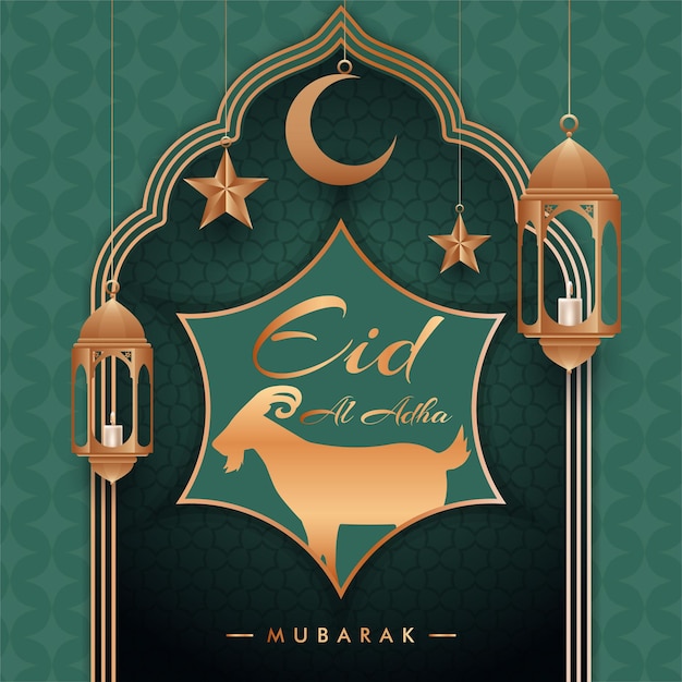 Eid al adha mubarak happy eid ul adha celebration greeting wishes card poster vector wallpaper