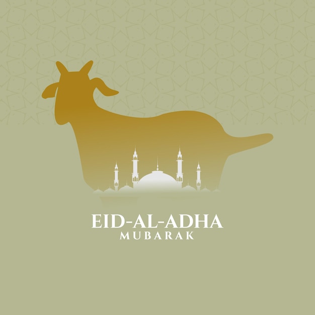 Eid al adha mubarak islamic background with goat and mosque