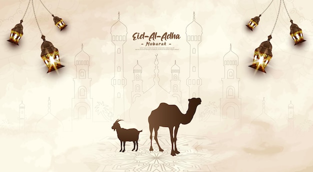 Vector eid al adha mubarak islamic festival banner