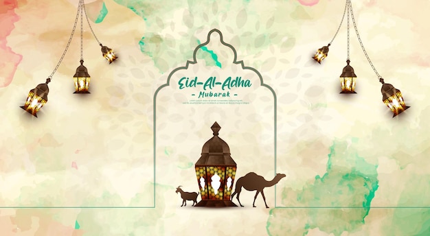 Vector eid al adha mubarak and islamic festival post template