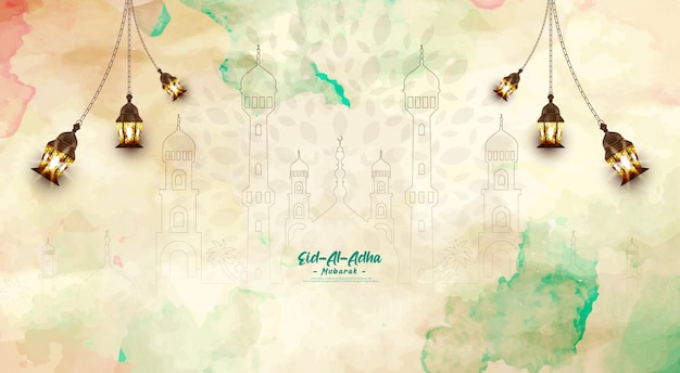 Eid al Adha mubarak and islamic festival post template