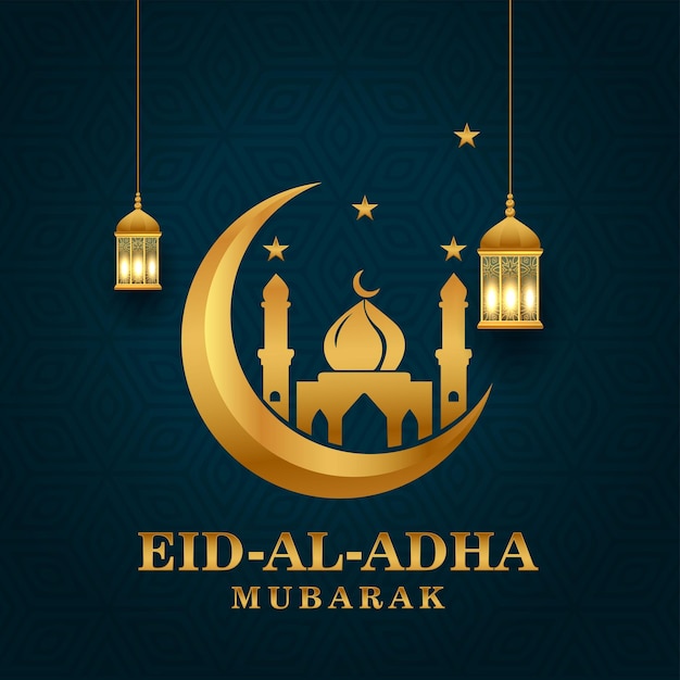 ベクトル eid al-adha mubarak イスラム教の祭り ソーシャルメディアのバナーテンプレート