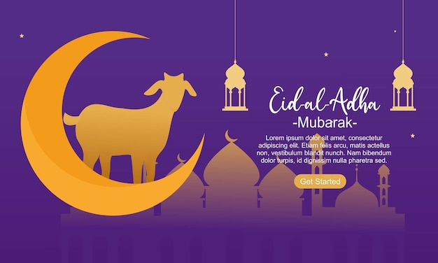 Modello di banner per social media del festival islamico di eid al adha mubarak