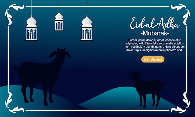 Vector eid al adha mubarak islamic festival social media banner template