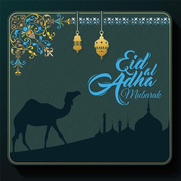 Eid al adha mubarak islamic festival social media cover poster template