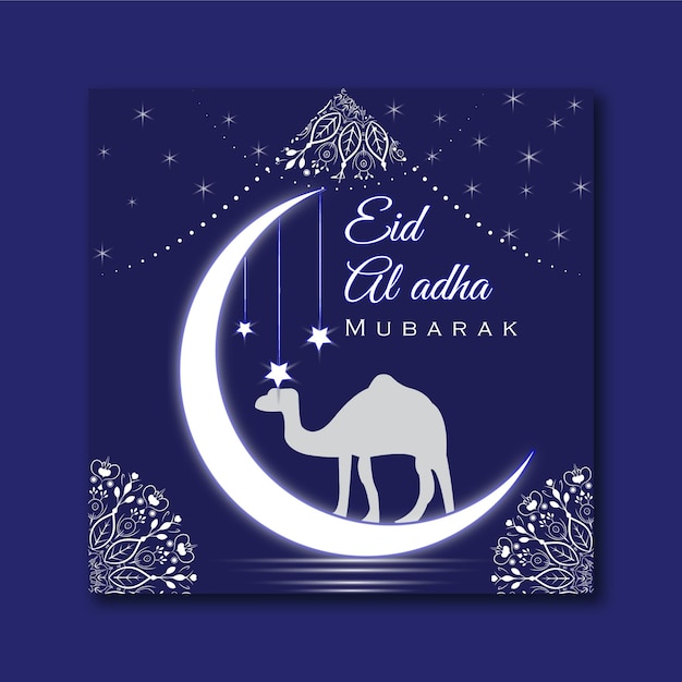 Eid al adha mubarak islamic festival social media post and web banner design vector template