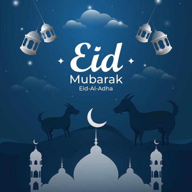 Vector eid al adha mubarak islamitisch festival social media banner sjabloonontwerp