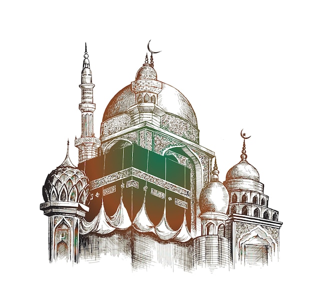 Vector eid al adha mubarak ramadan kareem-moskee of masjid vectorillustratie