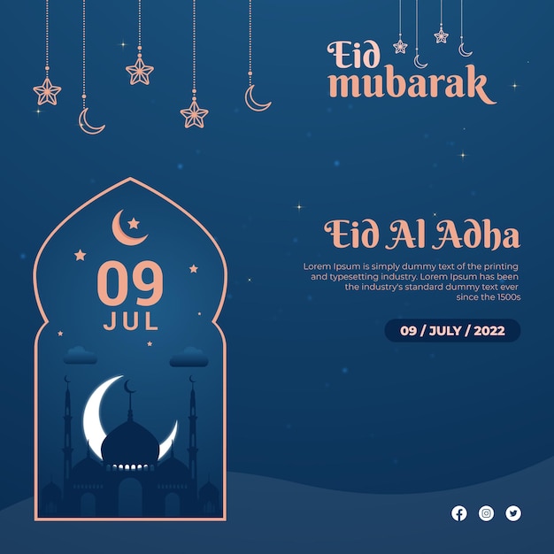 Eid al adha mubarak social media post design creative ads for social media banner poster design