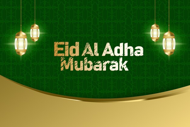 Eid al adha mubarak effetto testo stile 3d