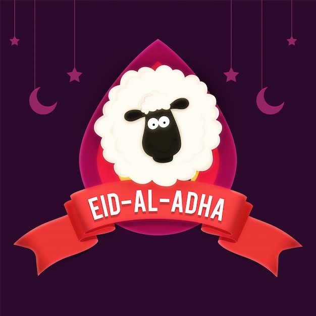 Vector eid-al-adha poster, banner met schapen.