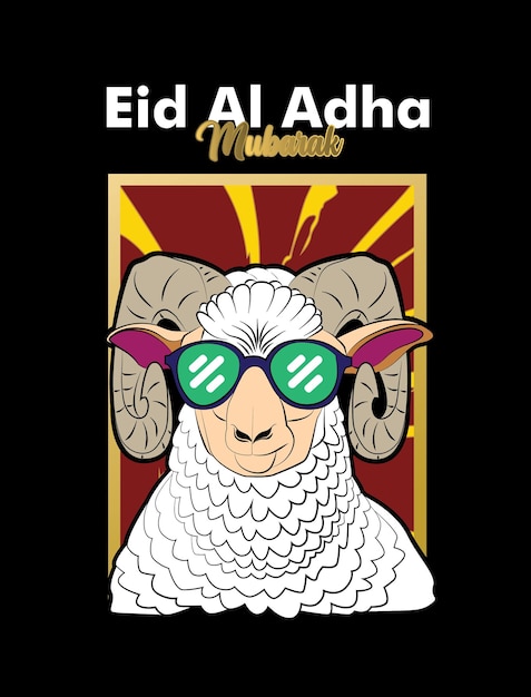 Eid al adha vector with animal farm object