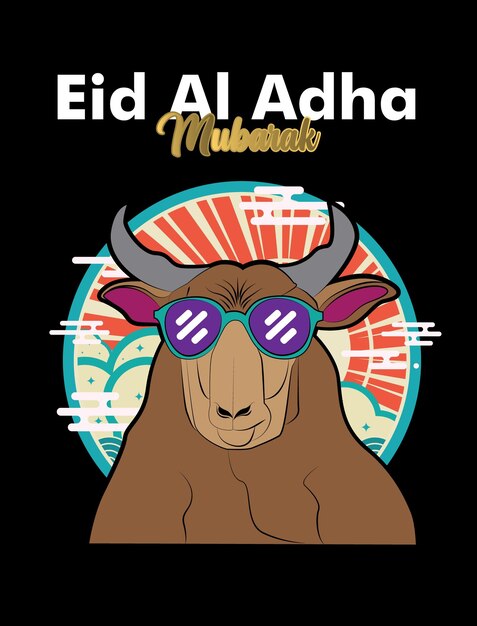 Eid al adha vector with animal farm object