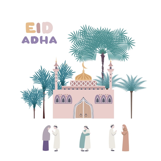 Eid Al Adha-wenskaart in decoratieve stijl