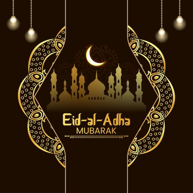 Eid al adha는 만다라 아트 디자인 벡터 파일을 사용하여 포스트 디자인을 기원합니다.