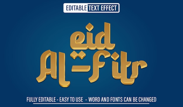 Eid Al-Fitr 3d 편집 가능한 텍스트 효과