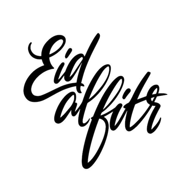 Eid al-Fitr, arabic translation of the calligraphic inscription Festival Of Breaking Of The Fast. Oriental design background. Vector illustration