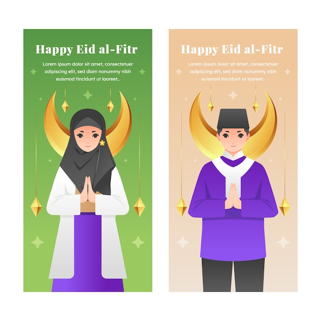 Eid al-fitr banners in realistic style