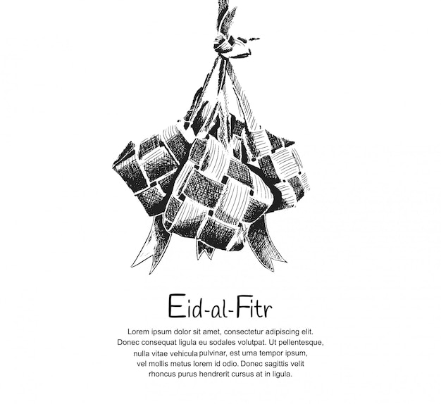 Design di eid al fitr con ketupat