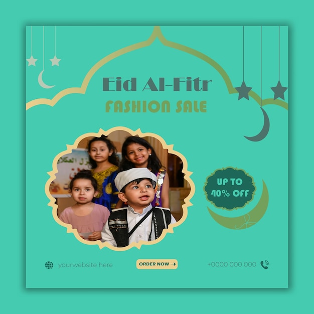 Eid Al Fitr fashion sale social media banner post template