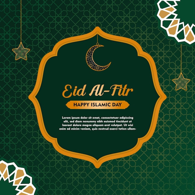 Eid al fitr greeting card design wit pattern and mandala