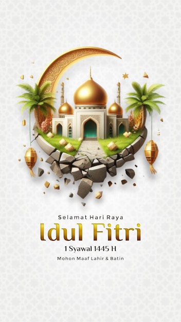 Vector eid al-fitr groeten instagram feed