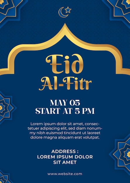 Eid al fitr invitation realistic template