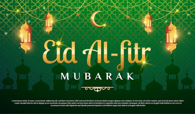 Eid Al fitr Mubarak horizontal banner