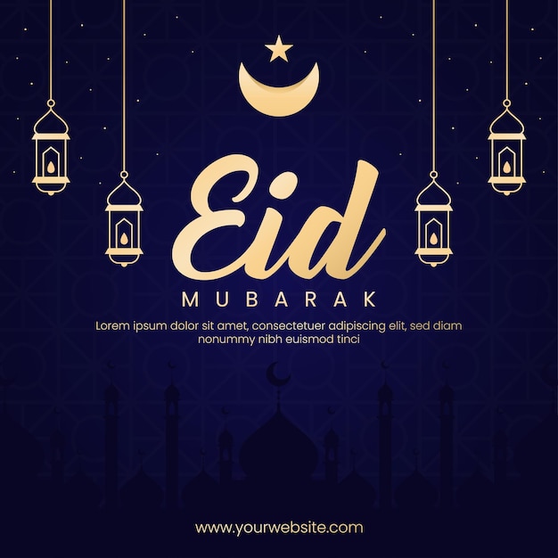 eid al fitr mubarak 소셜 미디어 템플릿 일러스트레이션