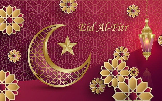 Eid al fitr la festa musulmana con design orientale su sfondo colorato