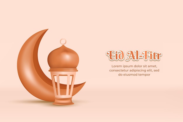 Eid al fitr pastelkleurige achtergrond met wassende maan en lantaarn