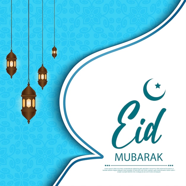 Vector eid al fitr post deisgn wth lantern and pattern and masque