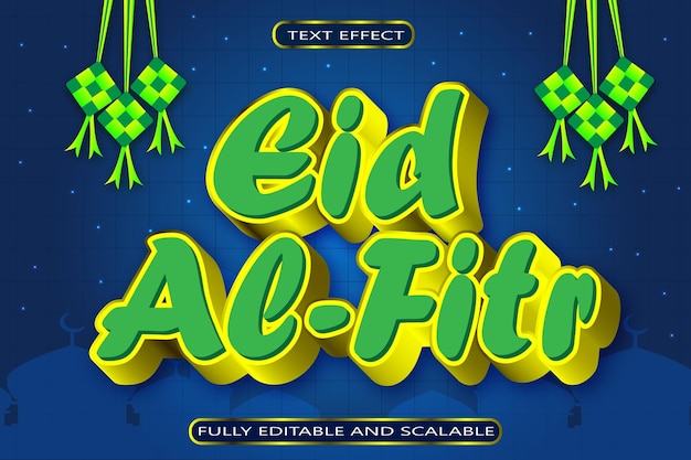 Eid al fitr teksteffect 3 dimensie reliëf moderne stijl