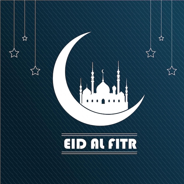 Eid al-Fitr viering met moskee halve maan en sterren