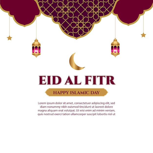 인스타그램 포스트를 위한 장식이 있는 Eid Al Fitri