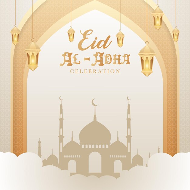 Eid AlAdha Achtergrond Ontwerpsjabloon Premium Vector