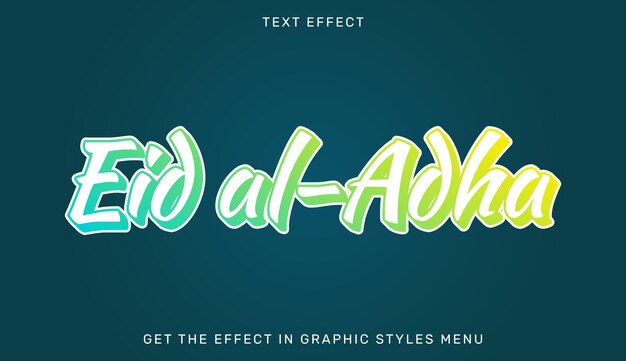 Eid alAdha bewerkbaar teksteffect in 3D-stijl