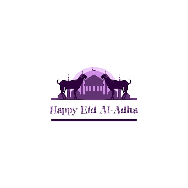 Eid Aladha 인사말 로고 디자인 벡터 그래픽 및 Eid Aladha 휴일 아이콘